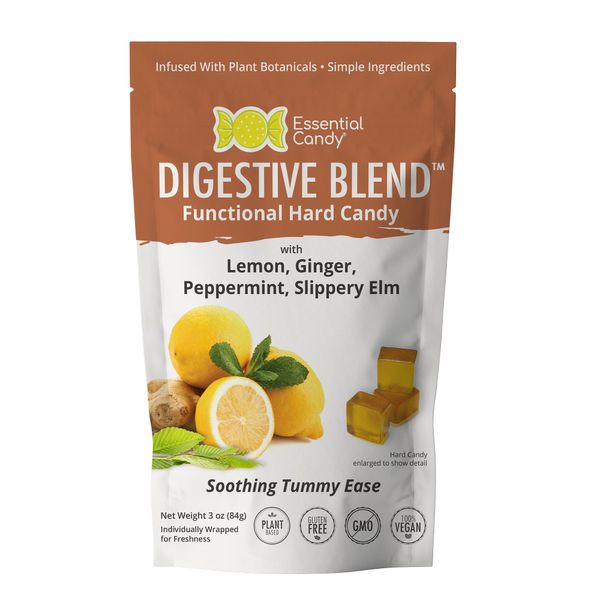 Digestive Blend™ Functional Hard Candy, Organic Lemon, Ginger, Peppermint, Slippery Elm, Gluten-Free, Non-GMO, Vegan