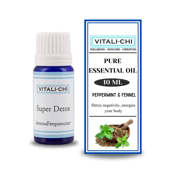 Vitali-Chi Super Detox Pure Essential Oil - 10ml | with Peppermint & Fennel | for Diffusers, Aromatherapy, Skin Care, Massage & Bath Oil