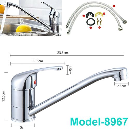 Kitchen Tap Mixer 360° Swivel, Hot and Cold Water Kitchen Sink Taps, Monobloc Kitchen Bathroom Faucet, Single Handle, Chrome