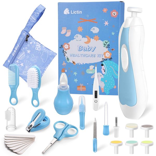 Lictin Baby Healthcare and Grooming Kit, 31 in 1 Baby Electric Nail Trimmer Set, Newborn Nursery Care Kit, Baby Essentials with Nail Clippers, Medicine Dispenser, Infant Comb, Brush