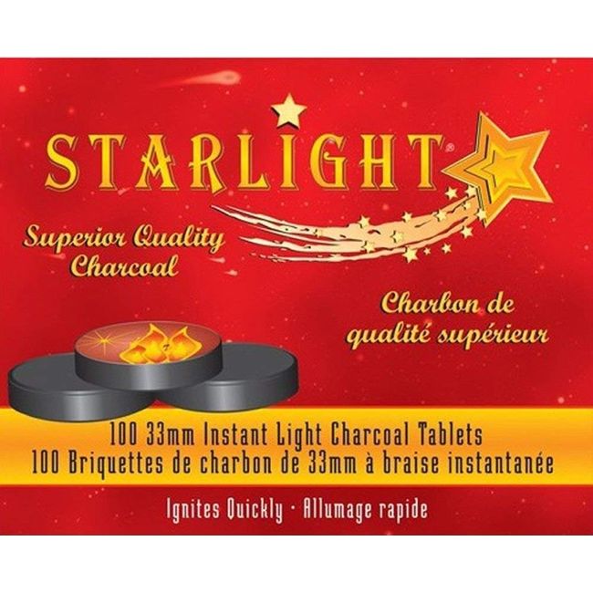 100 Pcs STARLIGHT Hookah Charcoal Quick Lite Shisha coal Incense 10 Rolls