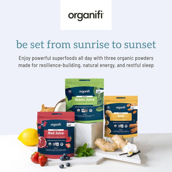 Organifi Sunrise to Sunset Power Box (9.5 Oz. Each) - Organic Superfood Powder - Green Juice, Red Juice, Golden Milk- 30-Day Supply - Vegan