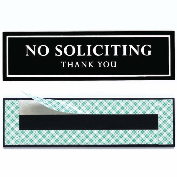 Kubik Letters Original No Soliciting Sign for House (with Strong Adhesive Tape) - No Soliciting Sign for Front Door - No Solicitors Sign for Front Door - No Solicitation Sign - Black 120 mil