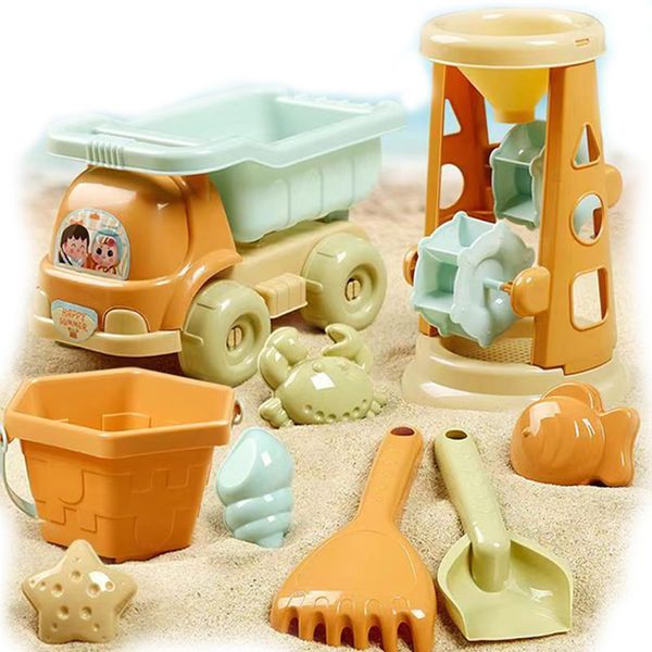 Fun Beach Toys for Kids - Beach Bucket Sand Molds Beach Shovel Tool Kit Sandbox Toys for Toddlers,Beach Accessories Outdoor Indoor Play Travel Sand Toys for Beach Sand Toys for Boy Girls(9 Piece)