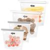 NEW ASAP Simple SM-38596 MEDIUM & LARGE Reusable CLEAR Silicone 4-Bag Set