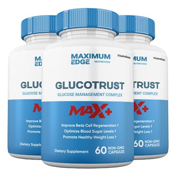 Glucotrust Capsules Max +, Glucotrust Max+ Maximum Edge Supplement (3 Pack)