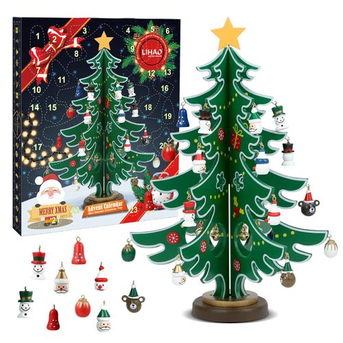 LIHAO Advent Calendar 2024 Christmas Tree Tabletop Christmas Present Kids Toys Christmas Ornament Decoration Decoration Christmas Hanging Countdown Calendar Advent Calendar 2024