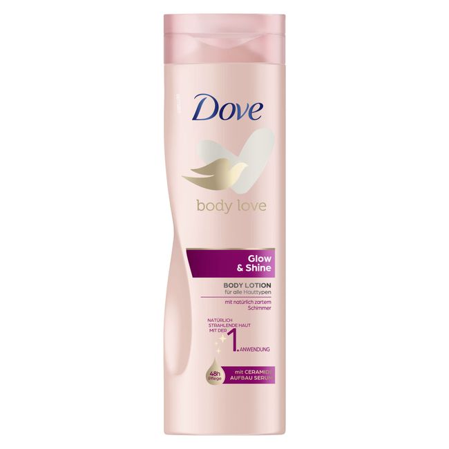 Dove Body Love Body Lotion Glow & Shine Körperlotion für alle Hauttypen mit natürlich zartem Schimmer, 250 ml