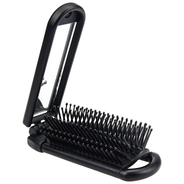 wuernine Folding Hair Brush with Mirror, Compact, Anti-Static Comb, Comb for Travel, Outings, Commuting to Work, School, Hospital, Children Can Use, Folding Hair Brush, Comb