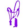 Resistance Plain Nylon Adjustable Rope Halter With Matching 6Ft Lead (Purple)
