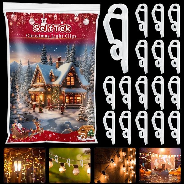 SelfTek 120 Pcs Christmas Light Clips Light Hooks, Gutter Clips Hooks for Hanging Outdoor Lights, Christmas Light Hanger Clips Weatherproof Holiday Lights Clips for Festival Decoration