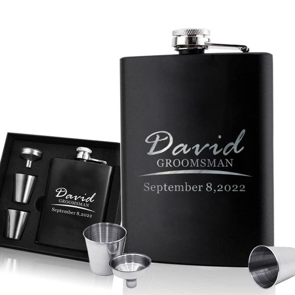 Wedding Gift Flask Personalised Hip Flask Custom Engraved Hip Flasks for Men Best Man Groomsman 6oz Stainless Steel Flask for Him Best Man Groomsman Gift for Occasion (Design 2)