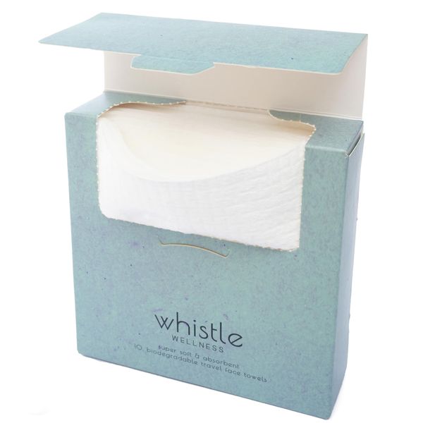 Whistle Wellness™ Face Towels Disposable Biodegradable Plant Based Travel Pack 10 Count