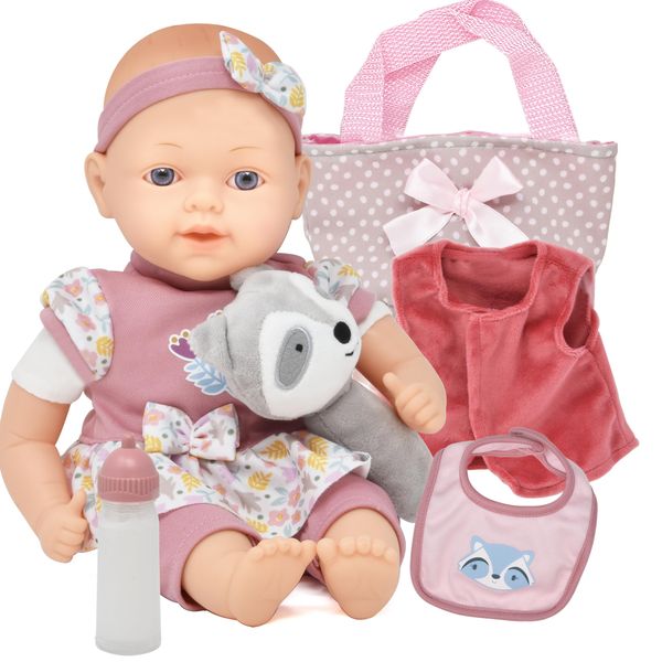 14 Inch Baby Doll for Toddlers Soft Body Baby Doll with Clothes Diaper Bag for Storage Bib Magic Disappearing Milk Bottle Playset for Girls 2 3 4 5