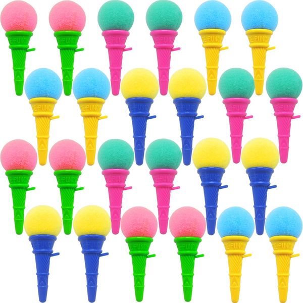 Dshengoo 24 Pcs Ice Cream Shooters,4 Inch Ice Cream Foam Ball Launcher,Mini Ice Cream Cone Shooter Toys for Kids and Children,Carnival Prize,Party Favors