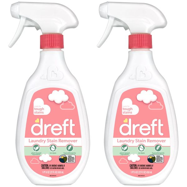 Dreft Stain Remover for Baby Clothes, Laundry Stain Remover Spray, Hypoallergenic Stain Treater, 22 Fl oz (Pack of 2)