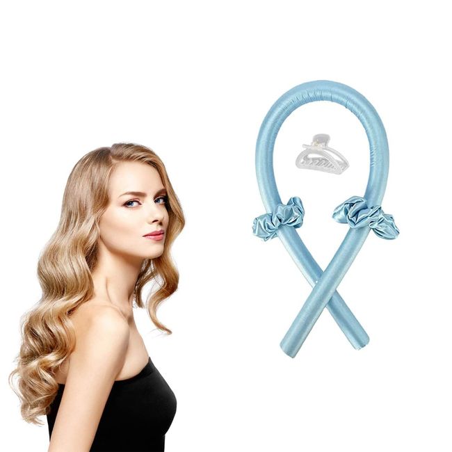 Heatless Curls Band, Heatless Curling Ribbon Frauen Heatless Hair Curler, Hair Rollers für Mädchen und Frauen DIY Styling[ Blau ]