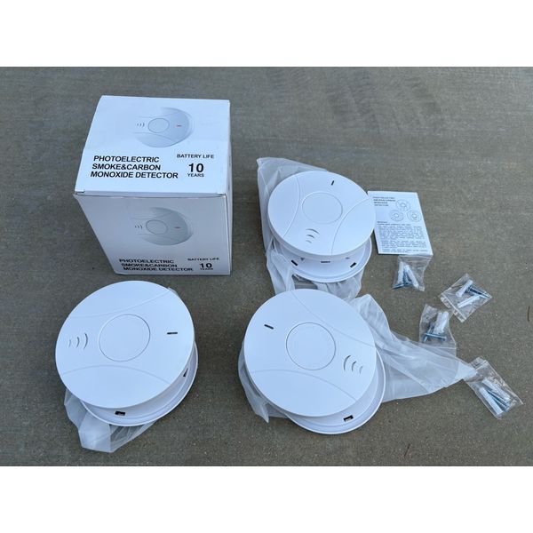 3 Pack Photoelectric Smoke and Carbon Monoxide Detector