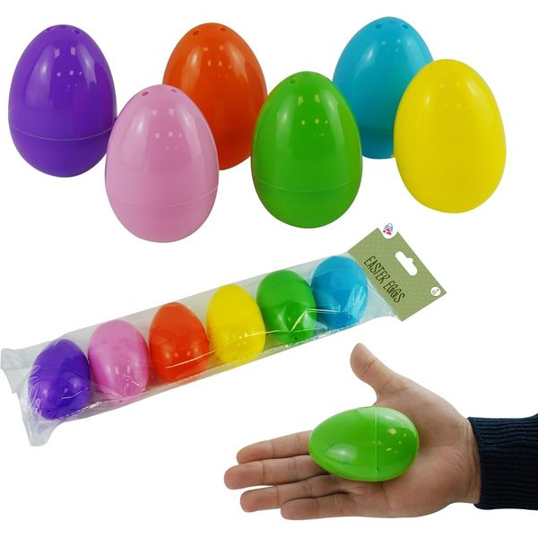 6PCs Refillable Easter Eggs 8cm - Empty Plastic Eggs, Easter Egg Hunts 6 Bright Colors, Reusable Plastic Easter Eggs for Holiday Candy and Surprises Gift Box, Easter Basket Stuffers Fillers