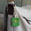Personalized Custom 1 Line Tree Frog on Leaf Stainless Steel 1oz Mini Flask Key Chain