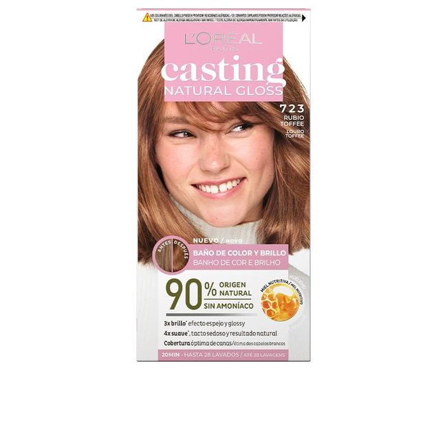 L'Oréal Paris Casting Natural Gloss Permanent Colouring, Colour Bath and Shine Clay, 723 Blonde Toffee, 90% Natural Origin