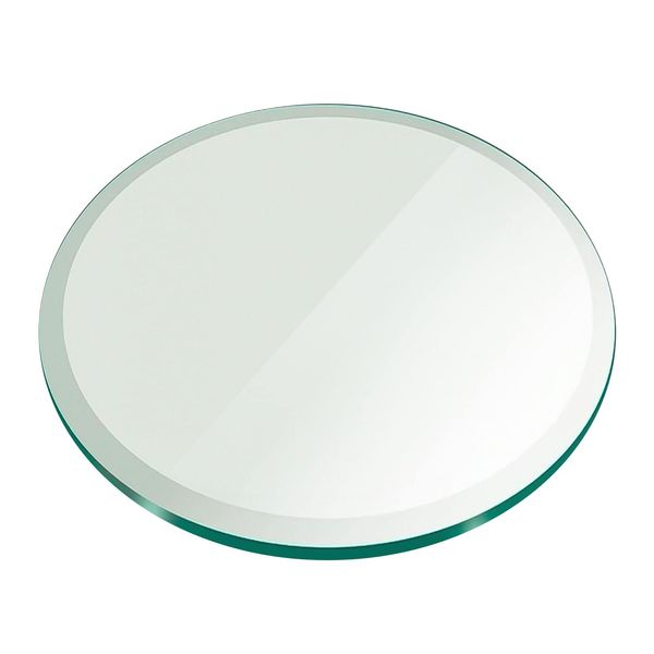 32" Inch Round Glass Table Top 1/2" Thick Tempered Beveled Edge by Fab Glass and Mirror