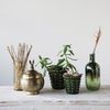 Creative Co-op Round Hammered Metal Container with Rabbit Finial, Brass Finish
