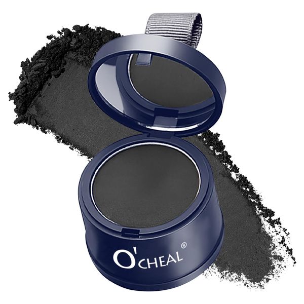 O'CHEAL Hairline Powder, Hair Loss Cover Up Powder, Hair Fibers for Thinning Hair, Instantly Root Touch Up Hair Color for Gray Hair Coverage, Sweatproof Hairline Shadow Powder for Men and Women(Black)