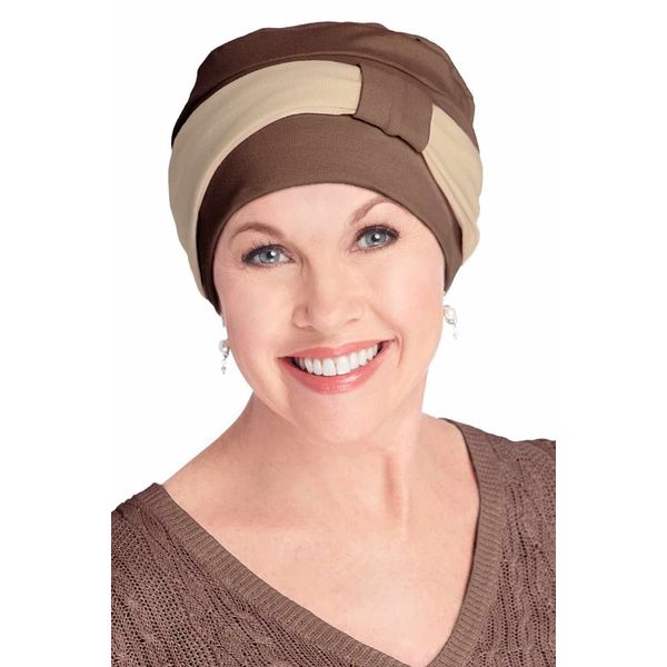 Cotton Turbans - Pure Cotton Madison Hat Set - Brown with Khaki Band