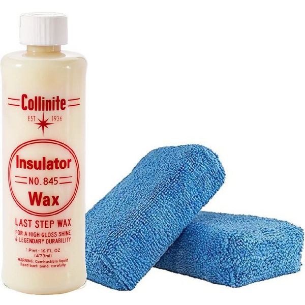 Collinite No. 845 Insulator Wax, 16 Fl Oz - 1 Pack & Microfiber Sponge Applicators Combo