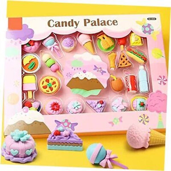 Animal Erasers Desk Pets for Kids Pencil Erasers Food Puzzle Erasers Take Candy