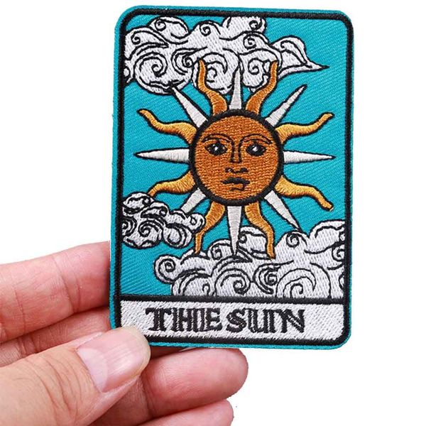 The Sun Tarot Card Fortune Telling 3.6" Iron On Embroidered Thermoadhesive Patch for Clothing