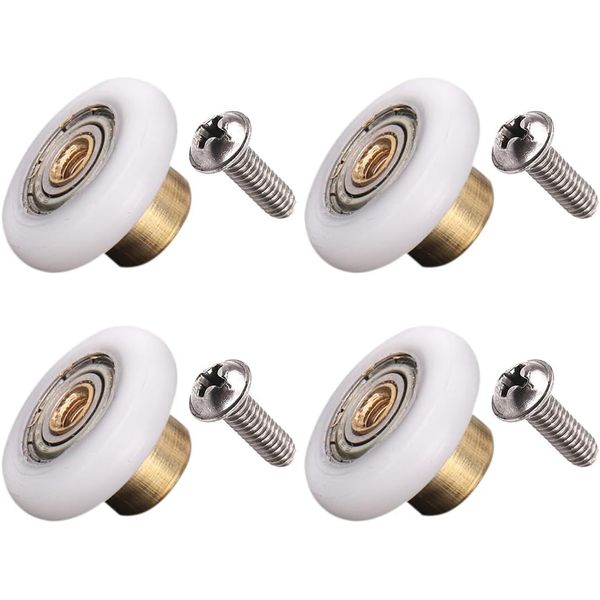 Set of 4 Dia 19mm Stainless Steel Shower Door Wheels Rollers Runners, White, 19mm x 5mm (Stainless steel-4PCS)