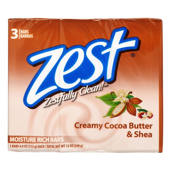 Zest Bath Bars Cocoa Butter Shea Bars 3 ea, Chocolate, 4 Fl Oz