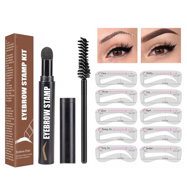 Augenbrauen Stempel Set,Augenbrauen Schablone,Eyebrow Stamp,Augenbrauen Stempel,Wasserfestes Augenbrauen-Puder-Set,One-Step Brow Stamp Shaping Kit,Wiederverwendbares Makeup Brauenpuder Schablonen Kit