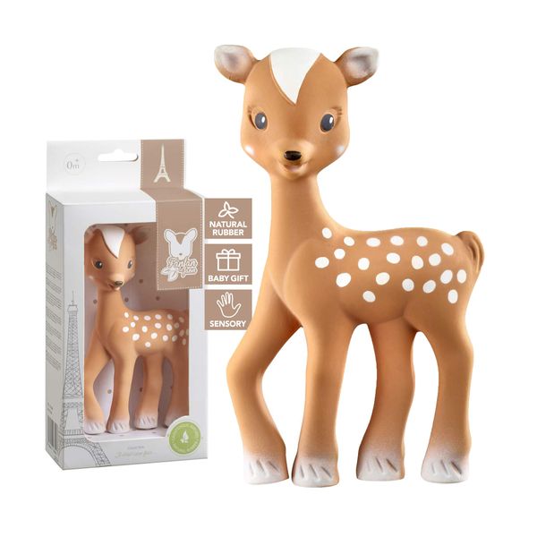 Sophie la girafe Fanfan The Fawn Baby Teething Toy, 100% Natural Rubber Phthalate-Free Easy to Grip Baby Teether Suitable for Newborn Babies