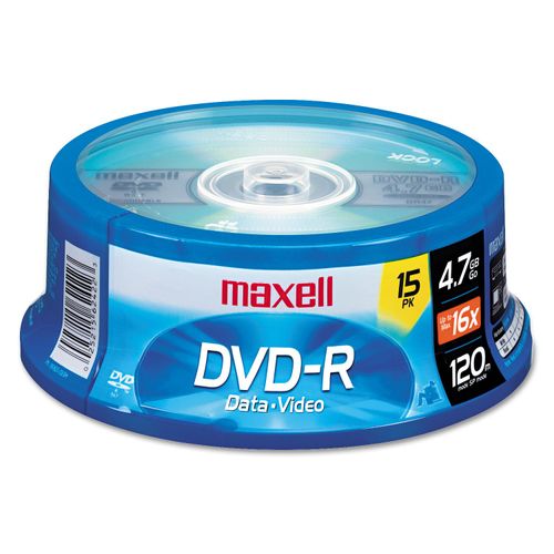 Maxell 638006 DVD-R Discs, 4.7GB, 16x, Spindle, Gold, 15/Pack