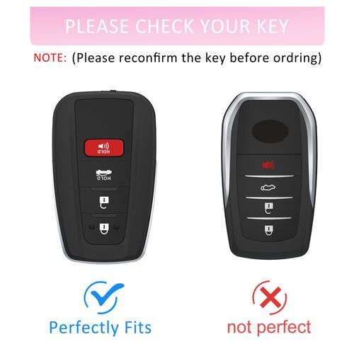 for Toyota Key Fob Cover with Bling Keychain,Soft TPU Key Case Shell Compatible with Camry Highlander RAV4 Corolla,4 Buttons,Pink