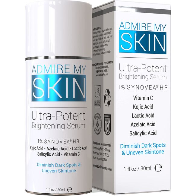 Admire My Skin Dark Spot Corrector Remover for Face - Brightening Discoloration Correcting Serum - Melasma Treatment Cream with Synovea, Kojic Acid, Vitamin C, Salicylic Acid, Lactic Acid Serum