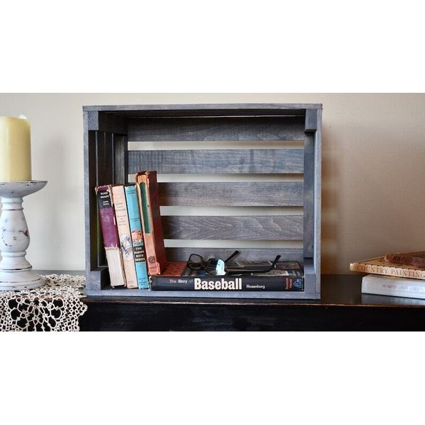 Antique Gray Wooden Storage Crate – Rustic Organizer for Home & Decor