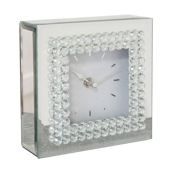 Watching Clocks Stylish Modern Mirror Glass Mantel Clock With Crystal Boarder