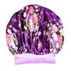 Satin Bonnet Silk Bonnet for Braids Sleeping Long Curly Hair Bonnet Satin Sleep Cap for Women XL Large Satin Sleep Bonnets (X-Large Floral Purple)