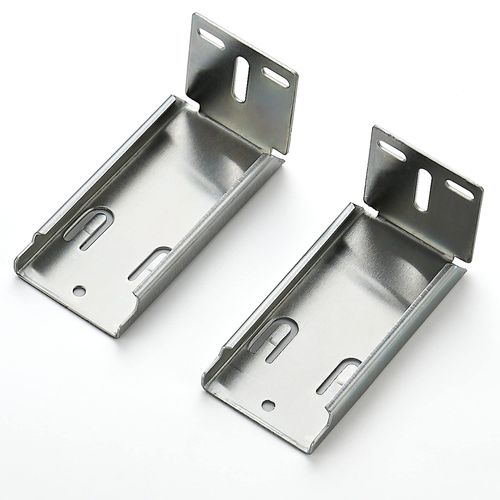 2 Pairs - 4 Pack Silver Heavy Duty Rear Mount Brackets for Soft Close Cabinet Drawer Slides, Metal Replacement Part for Full Extension Ball Bearing Side Mount Drawer Track Guide