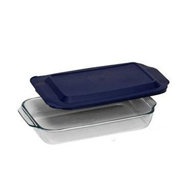 PYREX 3QT Glass Baking Dish with Blue Cover 9" x 13" (Pyrex)