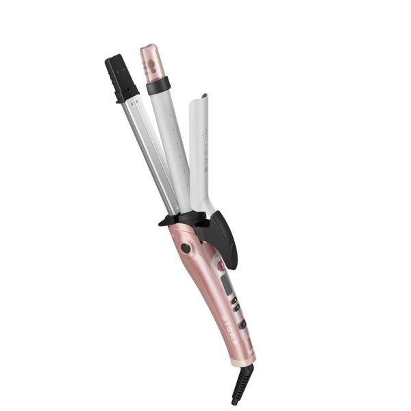 TESCOM IPW1826-N Curling Iron with Steam, 1.0 inches (26 mm), Negative Ion, 2-Way, Rose Gold