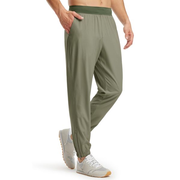 Libin Herren Jogginghose Trainingshose Lang Leichte Laufhose Sporthose Schnelltrockende Freizeithose Gym Trackpants Jogging Hose mit Reißverschlus, Silbersalbei S