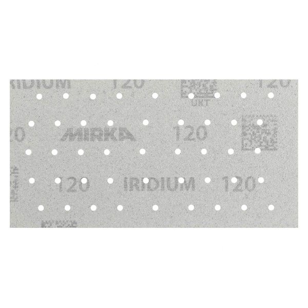 Mirka Iridium Premium Sandpaper 93x180mm Grip 45-Hole, Grit 120, 50 pcs / For sanding paint, putty, primer, wood, steel, mineral materials, plastic.