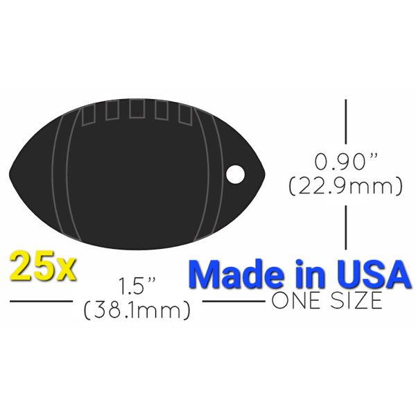 25x Anodized Aluminum Pet ID Tag Blank Football Black Made in USA (Lead Free)