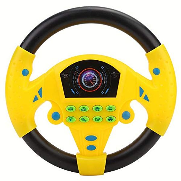 Simulated Driving Controller 21 x 3.5 x 21cm Co-Driver Simulated Steering Wheel Educational Music Toy for Children Kids 4 5 6 Years Old (Yellow)