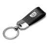 Jeep Grill Logo Black Leather Strap Chrome Metal Key Chain
